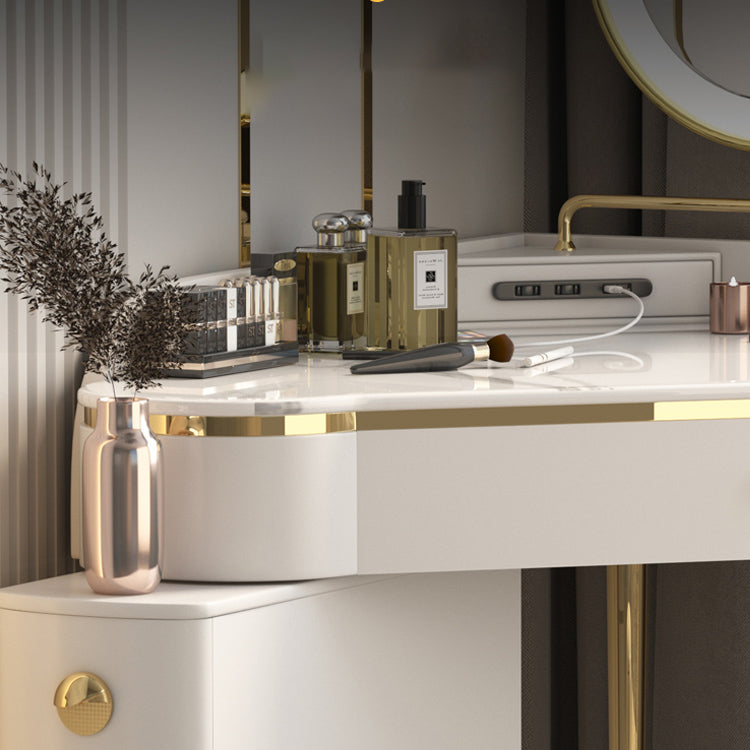 Contemporary Rectangle Make-up Vanity with 3 Drawers and Metal Base