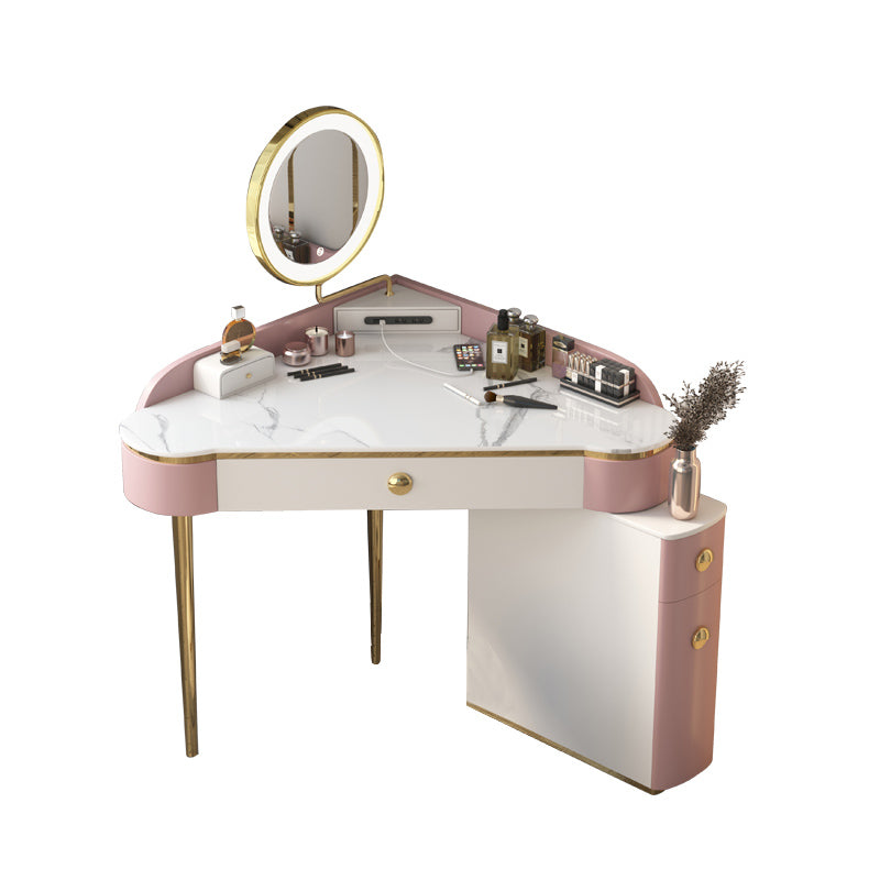 Contemporary Rectangle Make-up Vanity with 3 Drawers and Metal Base
