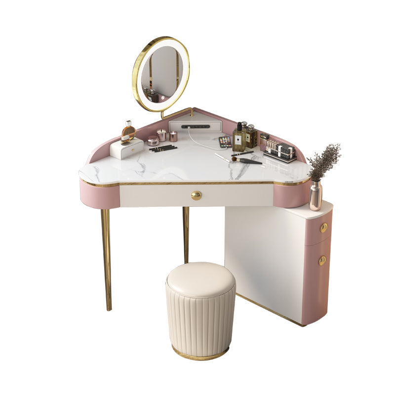 Contemporary Rectangle Make-up Vanity with 3 Drawers and Metal Base