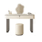 Contemporary Beige Makeup Vanity Desk with Drawers and Wooden Top