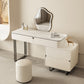 Contemporary Beige Makeup Vanity Desk with Drawers and Wooden Top