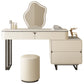 Contemporary Beige Makeup Vanity Desk with Drawers and Wooden Top