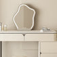 Contemporary Beige Makeup Vanity Desk with Drawers and Wooden Top