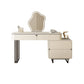 Contemporary Beige Makeup Vanity Desk with Drawers and Wooden Top