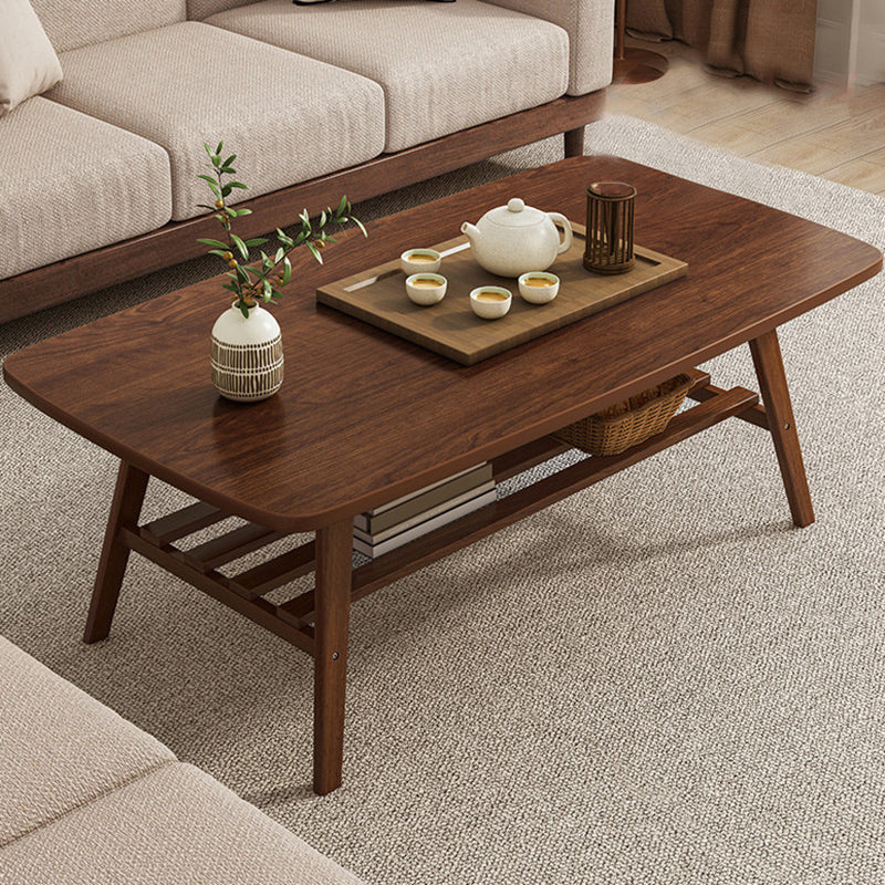 Salontafel met 4 poten, houten rechthoek, 1 salontafel met opbergplank