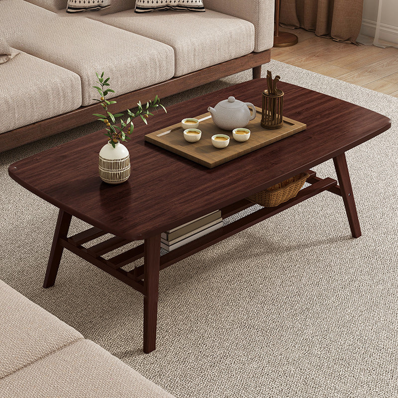 Salontafel met 4 poten, houten rechthoek, 1 salontafel met opbergplank