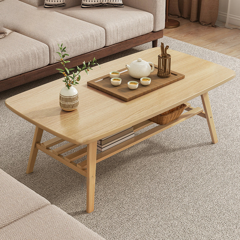 Salontafel met 4 poten, houten rechthoek, 1 salontafel met opbergplank