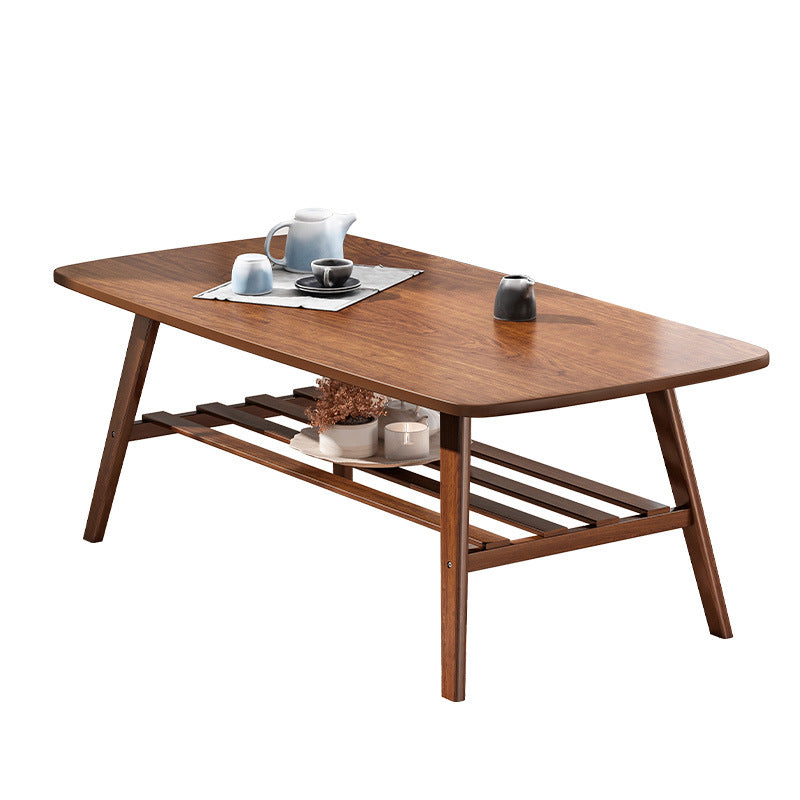 Salontafel met 4 poten, houten rechthoek, 1 salontafel met opbergplank