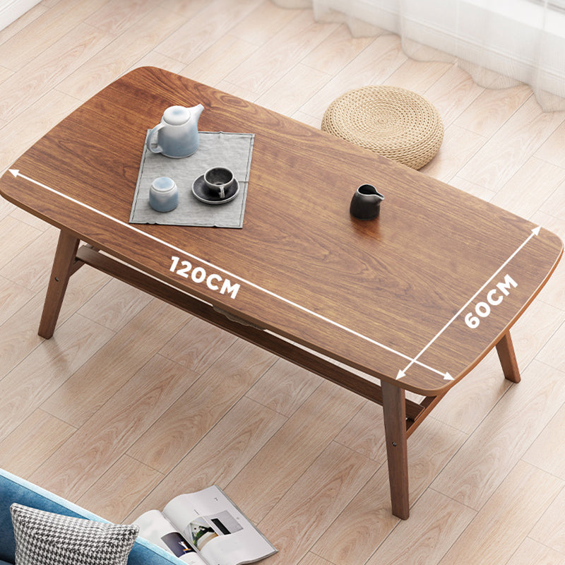 Salontafel met 4 poten, houten rechthoek, 1 salontafel met opbergplank