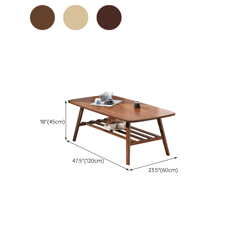 Salontafel met 4 poten, houten rechthoek, 1 salontafel met opbergplank