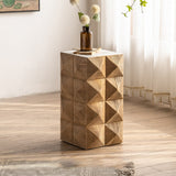 Sqaure Pine Drum Side Table Rustic Natural 14.37" Wide End Table Clearhalo 'Coffee & Accent Tables' 'End & Side Tables' 'end_side_tables' 'furn' 'furn_end_side_tables' 'Furniture' 'Living Room Furniture' 6640118