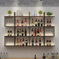 Wall Mounted Wine Rack Kit Metal and Wood Wine Holder Rack in Brown and Black Clearhalo 'furn' 'furn_wine_racks' 'Furniture' 'Kitchen & Dining Furniture' 'Wine Racks' 'wine_racks' 6642680