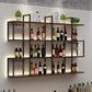 Wall Mounted Wine Rack Kit Metal and Wood Wine Holder Rack in Brown and Black Clearhalo 'furn' 'furn_wine_racks' 'Furniture' 'Kitchen & Dining Furniture' 'Wine Racks' 'wine_racks' 6642682