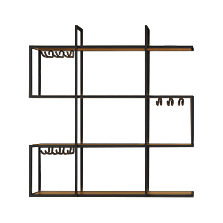 Wall Mounted Wine Rack Kit Metal and Wood Wine Holder Rack in Brown and Black Clearhalo 'furn' 'furn_wine_racks' 'Furniture' 'Kitchen & Dining Furniture' 'Wine Racks' 'wine_racks' 6642695