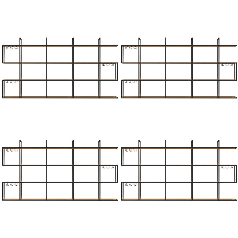 Wall Mounted Wine Rack Kit Metal and Wood Wine Holder Rack in Brown and Black 94.5"L x 7.9"W x 47.2"H 4 Piece Set Clearhalo 'furn' 'furn_wine_racks' 'Furniture' 'Kitchen & Dining Furniture' 'Wine Racks' 'wine_racks' 6642696