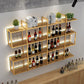 Wall Mounted Wine Rack Kit Metal and Wood Wine Holder Rack in Brown and Black Clearhalo 'furn' 'furn_wine_racks' 'Furniture' 'Kitchen & Dining Furniture' 'Wine Racks' 'wine_racks' 6642701