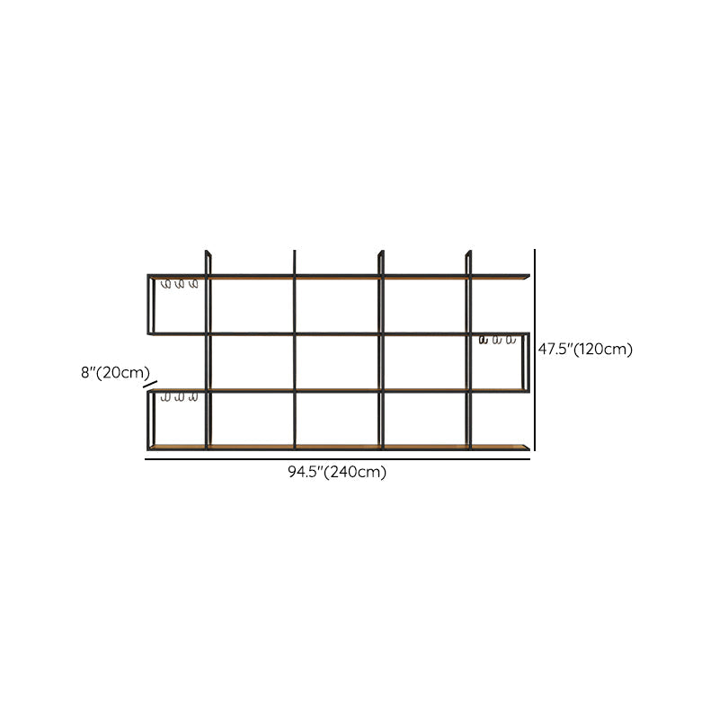 Wall Mounted Wine Rack Kit Metal and Wood Wine Holder Rack in Brown and Black Clearhalo 'furn' 'furn_wine_racks' 'Furniture' 'Kitchen & Dining Furniture' 'Wine Racks' 'wine_racks' 6642707