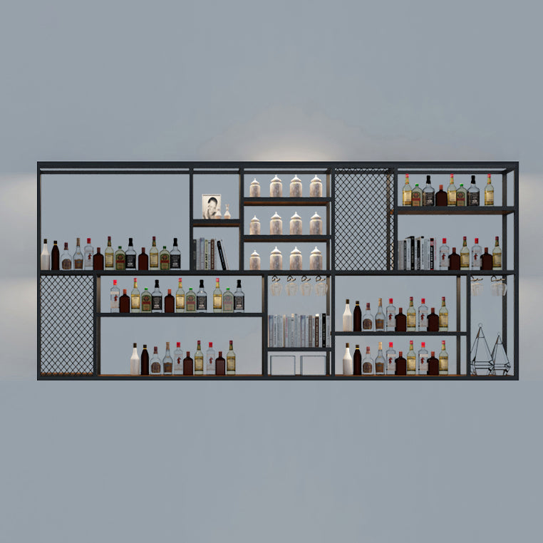 Metalen en houten wijnhouder rek muur gemonteerde wijnrekken in het zwart