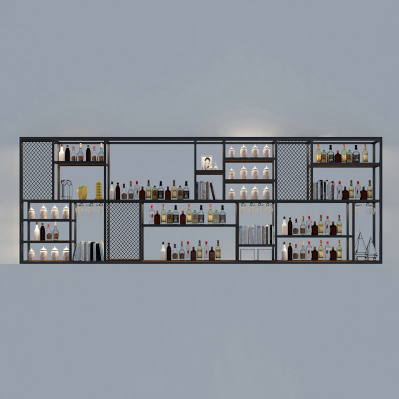 Metalen en houten wijnhouder rek muur gemonteerde wijnrekken in het zwart