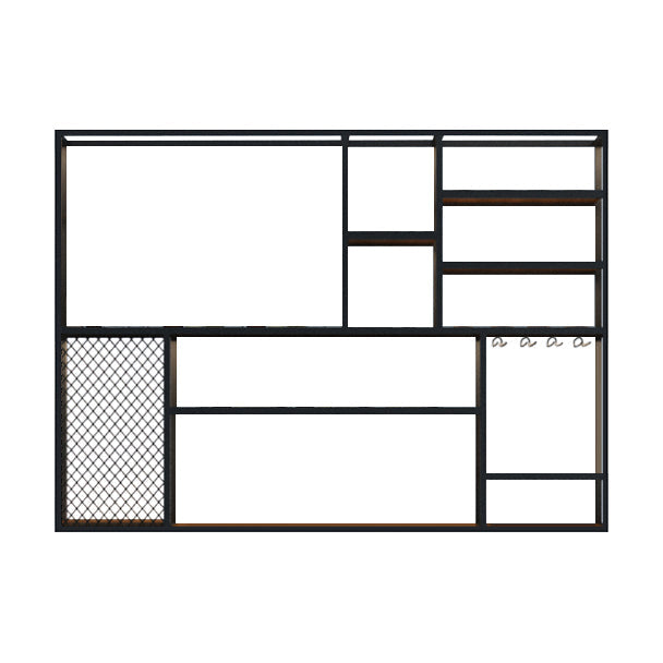 Porta di vino a parete in metallo e legno in legno in nero