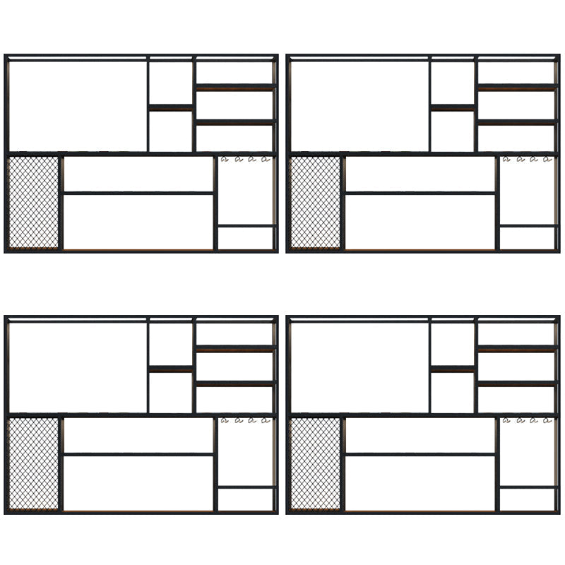 Metalen en houten wijnhouder rek muur gemonteerde wijnrekken in het zwart