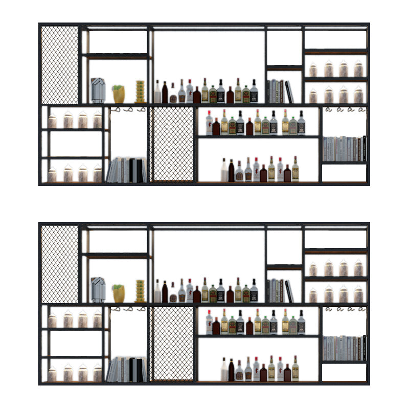 Porta di vino a parete in metallo e legno in legno in nero