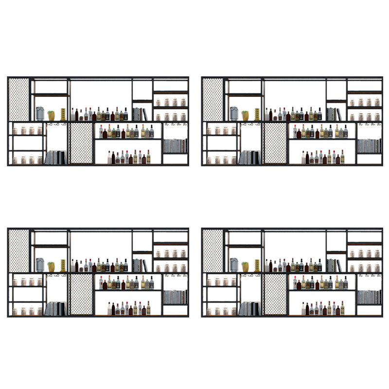 Metalen en houten wijnhouder rek muur gemonteerde wijnrekken in het zwart