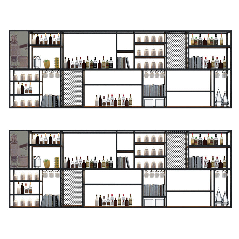 Metalen en houten wijnhouder rek muur gemonteerde wijnrekken in het zwart