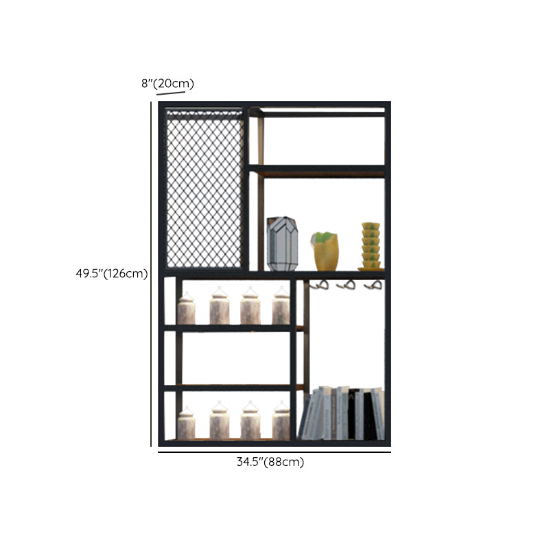 Metalen en houten wijnhouder rek muur gemonteerde wijnrekken in het zwart