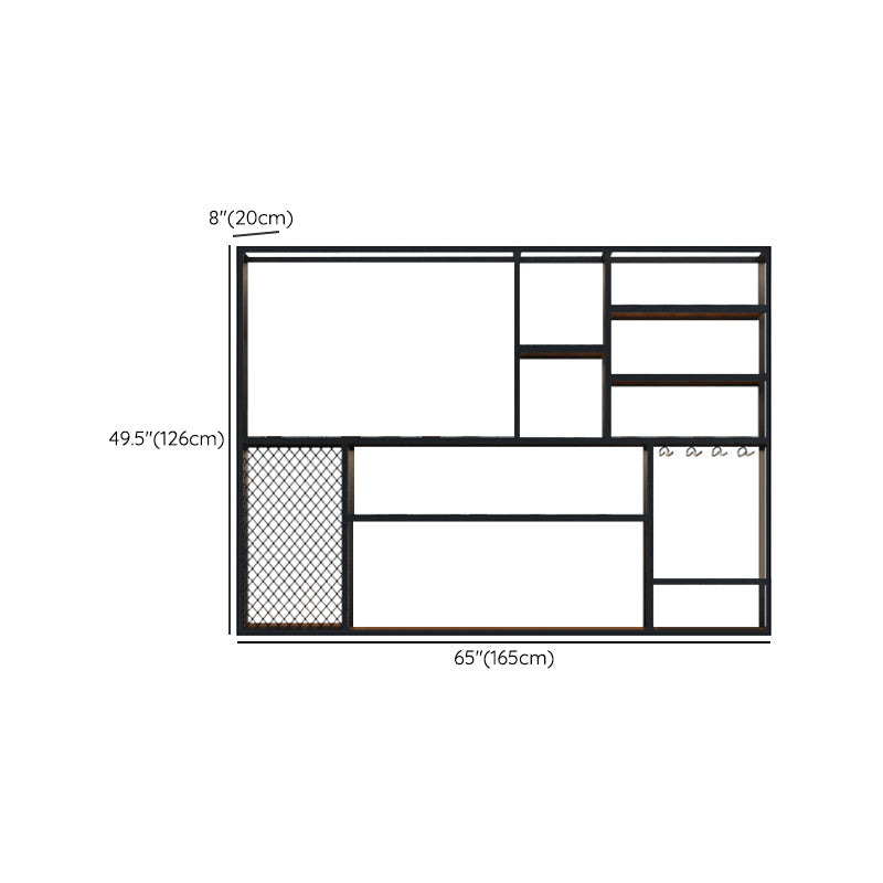 Metalen en houten wijnhouder rek muur gemonteerde wijnrekken in het zwart