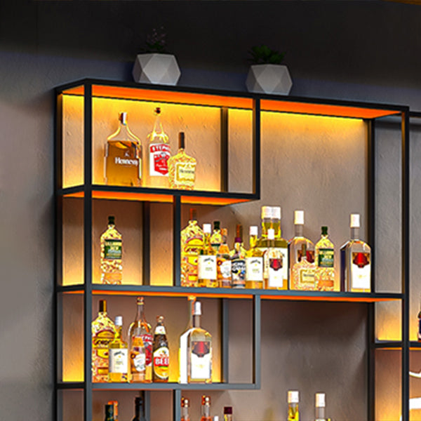 Porte-vides muraux en bois et porte-vin en métal en marron et noir