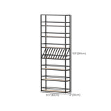 Metal Floor Bottle Wine Rack Contemporary Black Wine Holder with Shelf