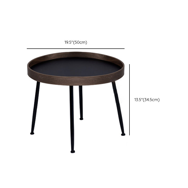 Round Wooden Coffee Table Black Tray Top Cocktail Table with 4 Legs Clearhalo 'Coffee & Accent Tables' 'Coffee Tables' 'coffee_tables' 'furn' 'furn_coffee_tables' 'Furniture' 'Living Room Furniture' 6645511
