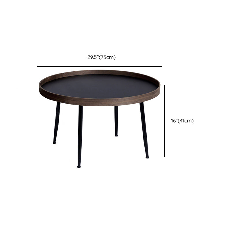 Round Wooden Coffee Table Black Tray Top Cocktail Table with 4 Legs Clearhalo 'Coffee & Accent Tables' 'Coffee Tables' 'coffee_tables' 'furn' 'furn_coffee_tables' 'Furniture' 'Living Room Furniture' 6645512
