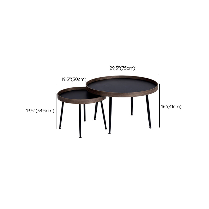 Round Wooden Coffee Table Black Tray Top Cocktail Table with 4 Legs Clearhalo 'Coffee & Accent Tables' 'Coffee Tables' 'coffee_tables' 'furn' 'furn_coffee_tables' 'Furniture' 'Living Room Furniture' 6645513