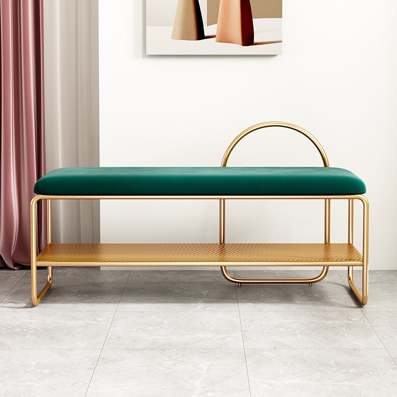 Glam Seating Bench Cushioned Shoe Storage Rectangle Entryway and Bedroom Bench Blackish Green Clearhalo 'Benches' 'Chairs & Seating' 'furn' 'furn_benches' 'Furniture' 'Living Room Furniture' 6645592