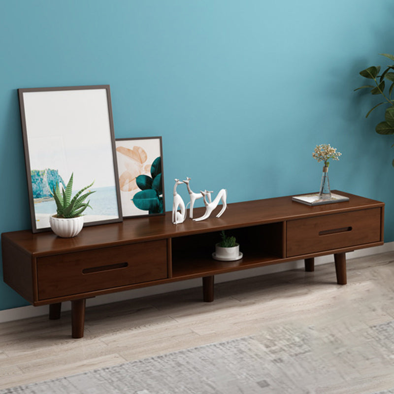 Contemporary TV Media Stand Solid Wood TV Console for Living Room Nut-Brown Clearhalo 'furn' 'furn_tv_stands_entertainment_centers' 'Furniture' 'Living Room Furniture' 'TV Stands & Entertainment Centers' 'TV Stands & Media Storage Furniture' 'tv_stands_entertainment_centers' 6645722