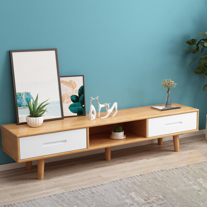 Contemporary TV Media Stand Solid Wood TV Console for Living Room Natural Wood White Clearhalo 'furn' 'furn_tv_stands_entertainment_centers' 'Furniture' 'Living Room Furniture' 'TV Stands & Entertainment Centers' 'TV Stands & Media Storage Furniture' 'tv_stands_entertainment_centers' 6645727