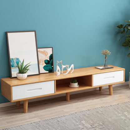 Contemporary TV Media Stand Solid Wood TV Console for Living Room Natural Wood White Clearhalo 'furn' 'furn_tv_stands_entertainment_centers' 'Furniture' 'Living Room Furniture' 'TV Stands & Entertainment Centers' 'TV Stands & Media Storage Furniture' 'tv_stands_entertainment_centers' 6645727