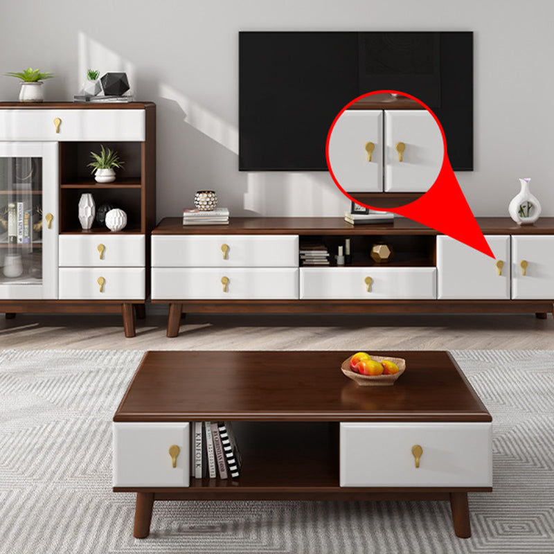 Wooden TV Media Stand Open Storage Media Console with Drawers Clearhalo 'furn' 'furn_tv_stands_entertainment_centers' 'Furniture' 'Living Room Furniture' 'TV Stands & Entertainment Centers' 'TV Stands & Media Storage Furniture' 'tv_stands_entertainment_centers' 6645757