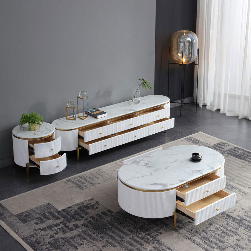 Glam TV Media Stand Enclosed Storage Media Console with 6 Drawers Clearhalo 'furn' 'furn_tv_stands_entertainment_centers' 'Furniture' 'Living Room Furniture' 'TV Stands & Entertainment Centers' 'TV Stands & Media Storage Furniture' 'tv_stands_entertainment_centers' 6645765