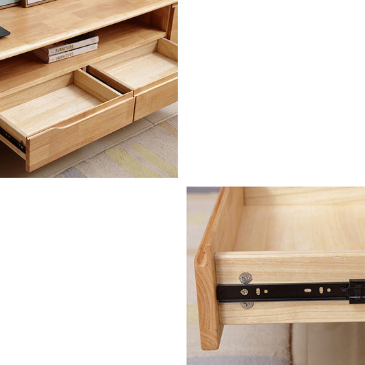 Console multimediale di stoccaggio aperta per supporti televisivi in ​​legno massiccio con cassetti