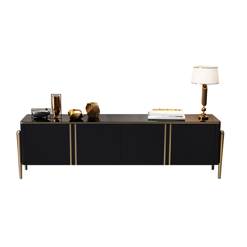 Glam TV Media Stand Enclosed Storage Media Console for Living Room Black Clearhalo 'furn' 'furn_tv_stands_entertainment_centers' 'Furniture' 'Living Room Furniture' 'TV Stands & Entertainment Centers' 'TV Stands & Media Storage Furniture' 'tv_stands_entertainment_centers' 6645788