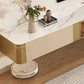 Contemporary Floating Media Console Stone Stand Console with Doors for Living Room