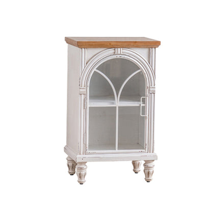 Traditional Display Stand Pine Glass Doors Hutch Buffet with Doors