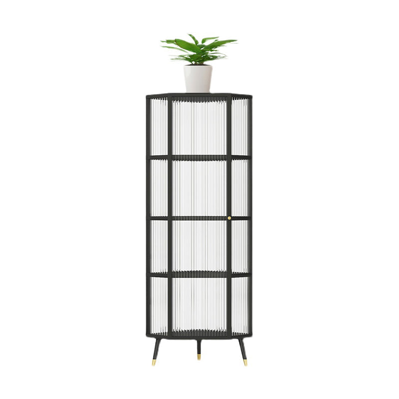 Unidad de esquina de gabinete de curiosidad de metal contemporáneo Gabinete de huertos para sala de estar