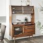 Modern Dining Hutch Wood Glass Doors Display Cabinet with Doors for Dining Room
