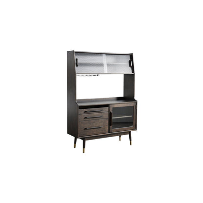 Modern Dining Hutch Wood Glass Doors Display Cabinet with Doors for Dining Room