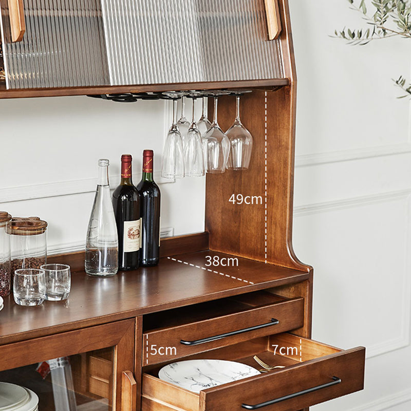 Modern Dining Hutch Wood Glass Doors Display Cabinet with Doors for Dining Room