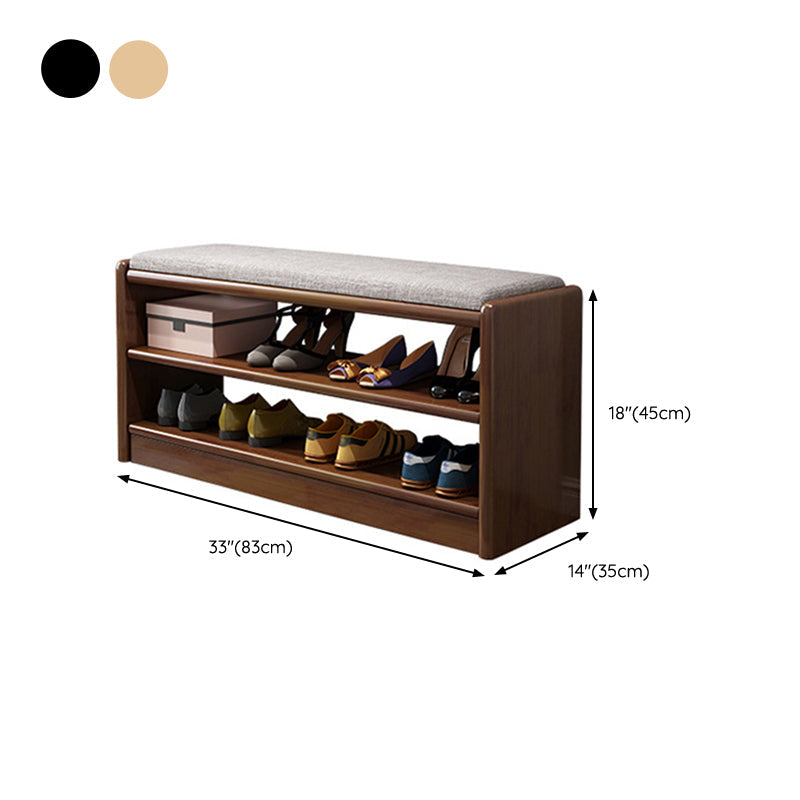 Mid-Century Modern Seating Bench Rubberwood Shoe Storage Rectangle Entryway Bench Clearhalo 'Benches' 'Chairs & Seating' 'furn' 'furn_benches' 'Furniture' 'Living Room Furniture' 6645953